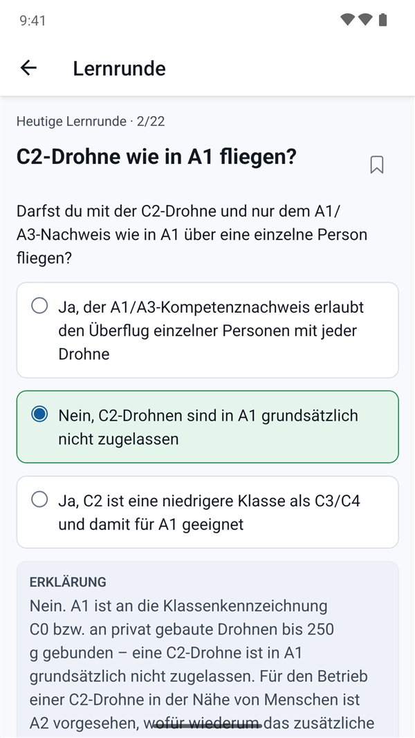 Lernrunde mit beantworteter Frage, Erklärung und Quelle