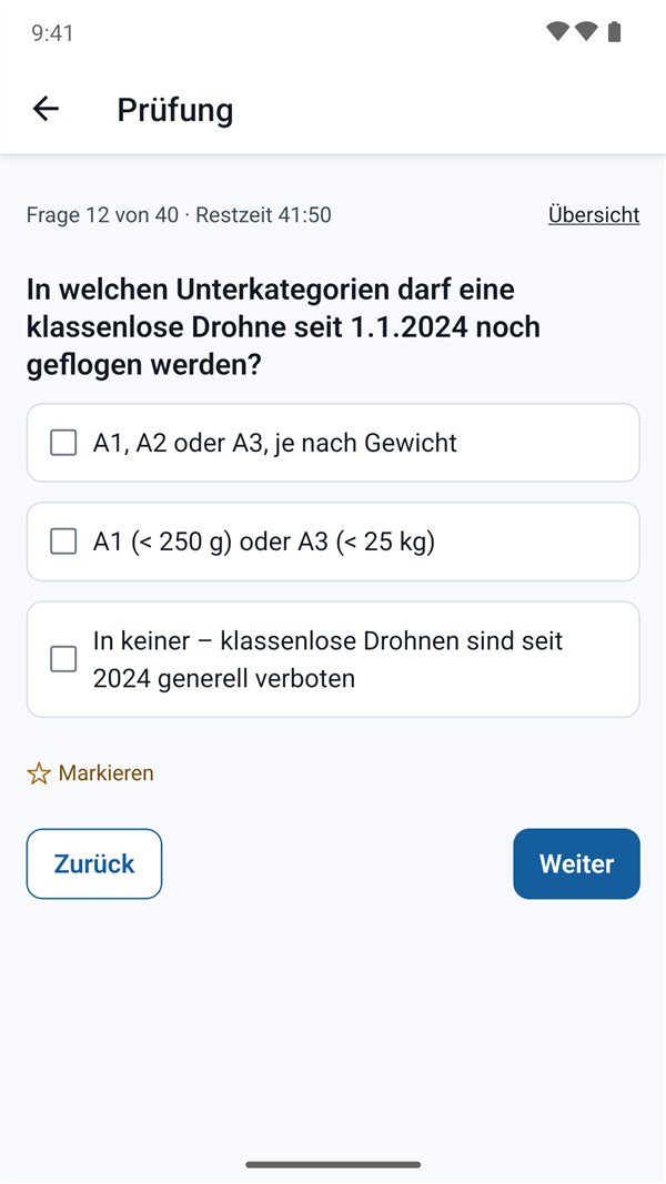 Prüfungssimulation, Frage 12 von 40 mit Restzeit